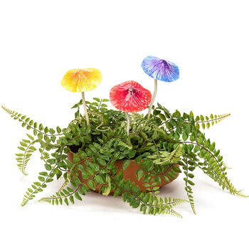 4x Garden Ornament 24cm Metal Mushroom Outdoor Decor - Small