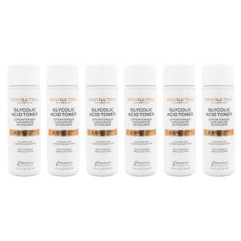 6PK Revolution 2.5% Glycolic Acid Brightening Toner Face Skin Care 200ml