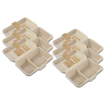30pc Lemon And Lime 1000ml Eco Sugarcane Compartment Food Box Natural