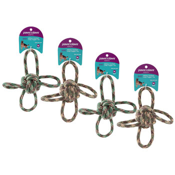4PK Paws & Claws Military Knotted 4-Way Loop 22cm Tugger Toy Assorted