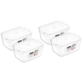 4PK Boxsweden Crystal Storage Container 2.4L w/ Lid 23.5 x 15.5 x 10cm Clear