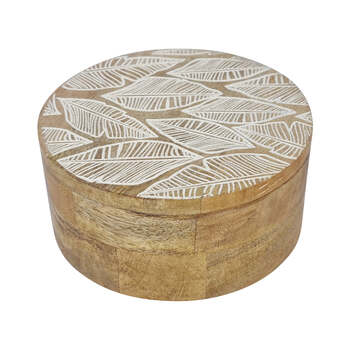 J.Elliot Home Maya 15x7cm Round Trinket Box - Natural