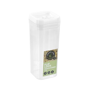 Lemon & Lime Flip Lock 1.6L/24.5cm Food Storer Square Container Clear
