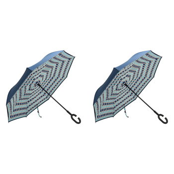 2PK Annabel Trends Reverse Umbrella Inverted 81x10cm - Blue Check