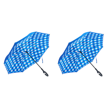 2PK Annabel Trends Reverse Umbrella Inverted 81x10cm - Cobalt Check