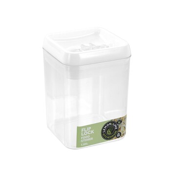 Lemon & Lime Flip Lock 1.65L/17.5cm Food Storer Square Container Clear