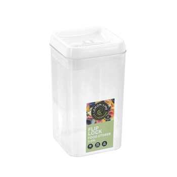 Lemon & Lime Flip Lock 2.45L/23cm Food Storer Square Container Clear