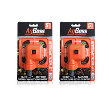 2PK AgBoss Heavy Duty Square Sprinkler Made W/ Durable Cast Iron 1/2 Inch Orange