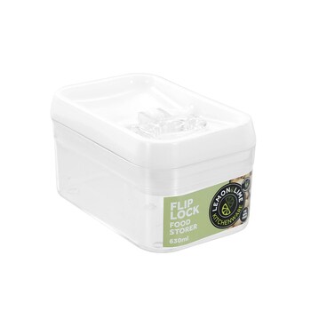 Lemon & Lime Flip Lock 630ml/8.5cm Food Storer Rectangle Container Clear