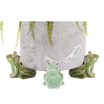 4x Ceramic 8cm Pot Planter w/ Frog Feet Garden Decor - Assorted