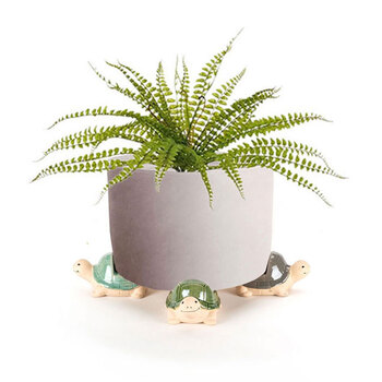 4x Ceramic 9cm Pot Planter w/ Turtle Feet Garden Decor - Assorted