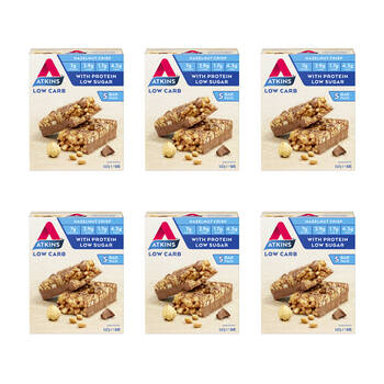 6x 5pc Atkins Day Break. Low Carb Sugar Snack Bar 37g Hazelnut Crisp