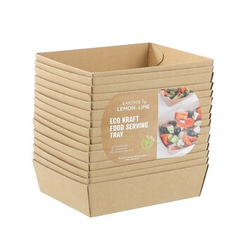 15pc Lemon And Lime 18.5cm Eco Kraft Food Serving Tray 