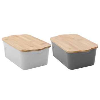 2PK Boxsweden 28cm/3.3L Reno Storage Box w/ Bamboo Lid - Assorted