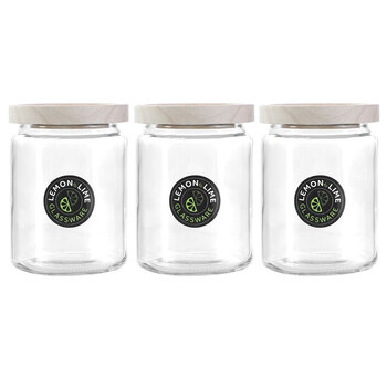 3PK Lemon & Lime Zeno 700ml/13.5cm Glass Jar w/ Natural Wood Lid