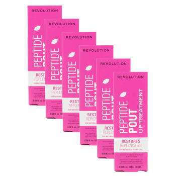 6PK Revolution Peptide Pout Plumping Moisturising Lip Balm Treatment Clear 15ml