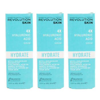 3PK Revolution 4X Hyaluronic Acid Hydrating Serum Moisture Skin Care 30ml
