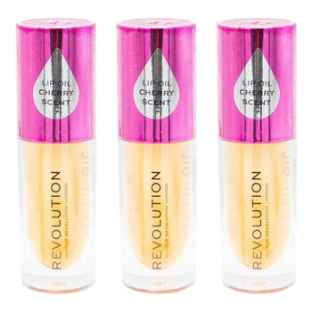 3PK Revolution Lip Oil Getaway Terracotta 4.6ml Cherry Scent Glossy Makeup