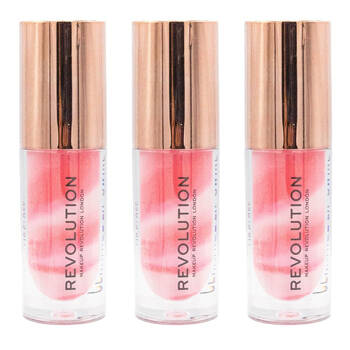 3PK Revolution Liquid Lip Gloss Shine 4.5ml Swirl Soft Pink Glossy Makeup