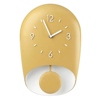 Guzzini 33x22cm Wall Clock w/ Pendulum Bell - Mustard Yellow