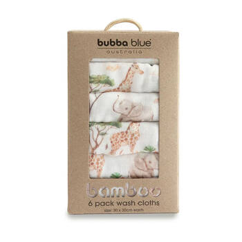 6pc Bubba Blue Bamboo Cotton Adventure Muslin Wash Cloths 30x30cm