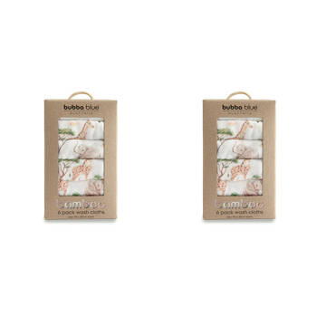 2x 6pc Bubba Blue Bamboo Cotton Adventure Muslin Wash Cloths 30x30cm