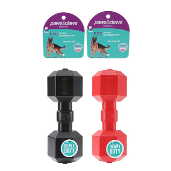 2PK Paws & Claws Heavy Duty 19.5x9cm TPR Pet Toy Jumbo Dumbbell - Assorted