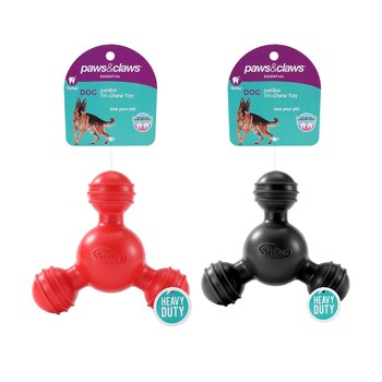 3PK Paws & Claws Heavy Duty 13cm TPR Jumbo Tri-Chew Pet/Dog Toy Assorted