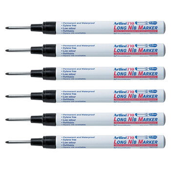 12PK Artline 710 Long Nib Permanent Marker 1mm Bullet Tip - Black