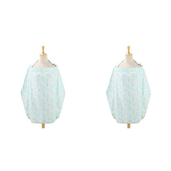 2PK The Peanutshell 92cm Cotton Nursing Cover Mint Chevron