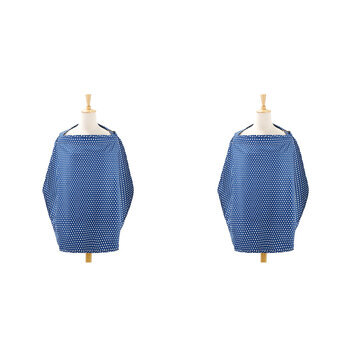 2PK The Peanutshell 92cm Cotton Nursing Cover Navy Dot