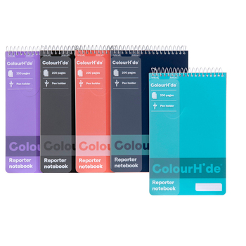 2PK 5pc Colourhide Reporter Notebook Ruled 200-Pages - Assorted