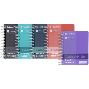 5pc Colourhide Chunky Writing Notebook 400-Pages Assorted
