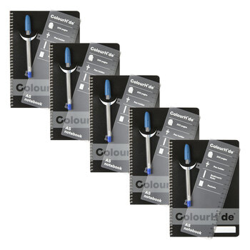 5pc Colourhide Notebook w/ Ruler A5 200-Pages Black