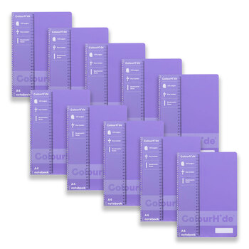 10PK Colourhide PP Writing Notebook w/ Ruler A4 120-Pages Lavender