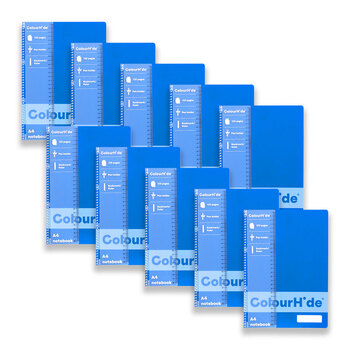 10PK Colourhide Writing Notebook w/ Ruler A4 120 Pages Classic Blue