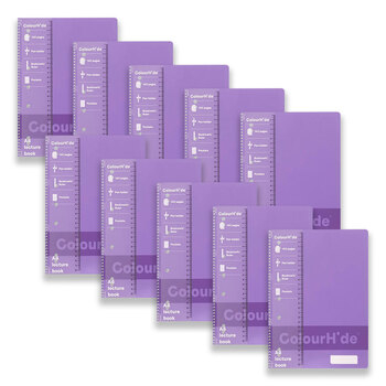 10PK Colourhide Lecture Book w/ Ruler A4 140-Pages Lavender