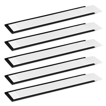 50PK Durable Magnetic 20x4cm C-Profile Label Holder - Black