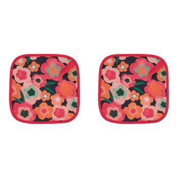 2PK Annabel Trends Linen Pot Holder Square 20x20cm - Midnight Blooms