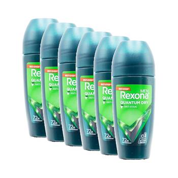 6PK Rexona Men Antiperspirant Deodorant Roll-On 72 Hr Protect Quantum Dry 45ml
