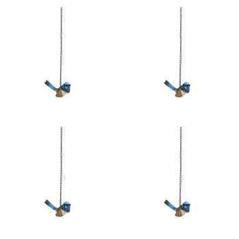 4PK Fairy Wren Garden Hanging Ornament Decor 8x5cm - Blue