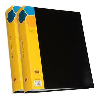 2PK Marbig 100-Page A4 Display Book w/ Insert Spine - Black