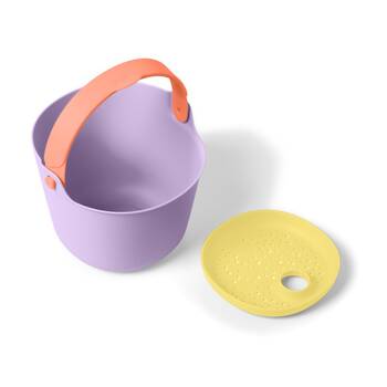 2pc Quut Bucki Bucket And Sand Sifter Outdoor Childrens Play Toy Purple/Yellow