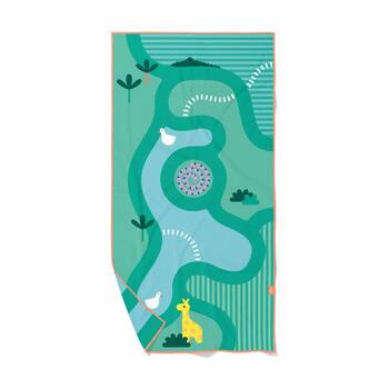 Quut Medium Microfibre Childrens Towel & Game in 1 Safari Green 140x70cm