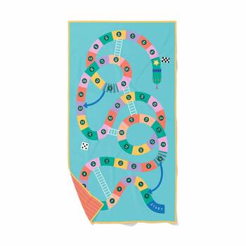 Quut Large Microfibre Childrens Towel & Game in 1 Snakes and Ladders 180x100cm