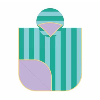 Quut Childrens Microfibre Towel W/ Hood Poncho Lagoon Green Stripe 60x60cm 1-6Y