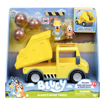 Bluey Dump Truck Kids Vehicle w/ Figure Toy Yellow 3y+