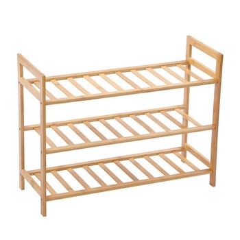 Boxsweden Bamboo 3 Tier Shoe Rack 67x25x51cm