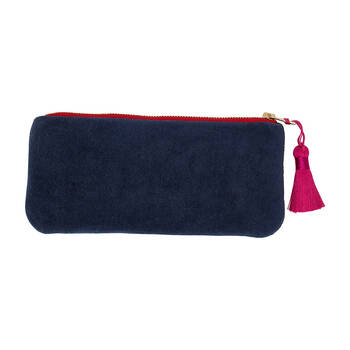 Annabel Trends Velvet Makeup Pouch Travel Organiser 20.5cm Sapphire Blue