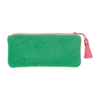 Annabel Trends Velvet Makeup Pouch Travel Organiser 20.5cm Meadow Green